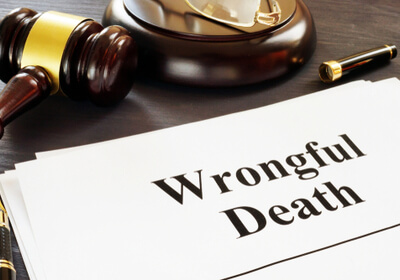 a gavel and wrongful death text