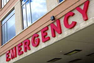 sign on a Canton hospital that says "emergency"